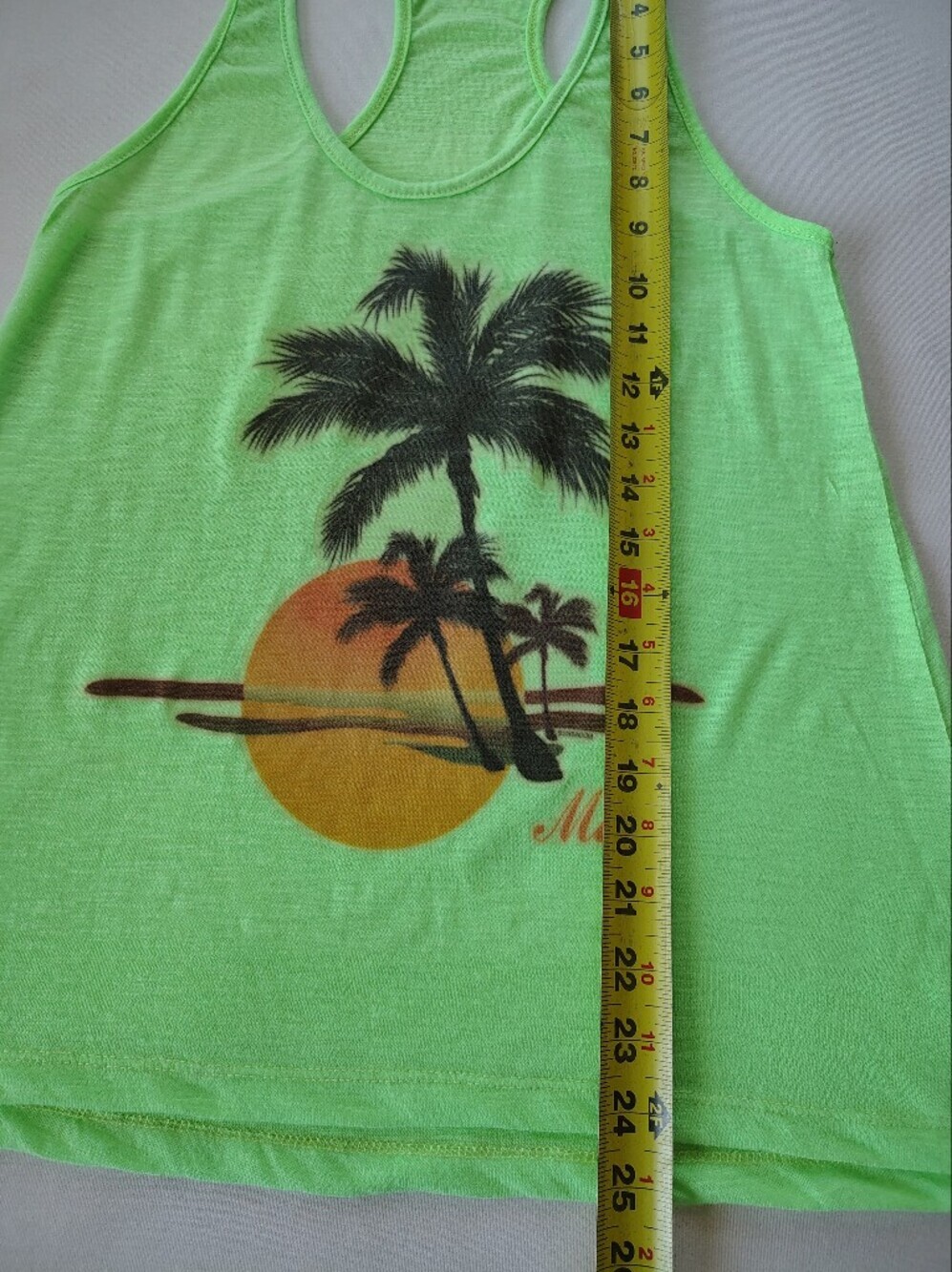 Baba Women’s Neon Green Tropical Palm Tank Top Size M - Picture 3 of 6